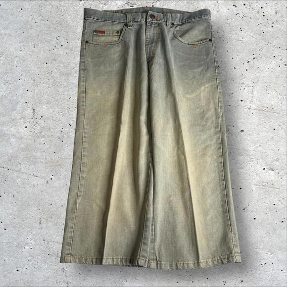 Karl Kani Gold Capri Pants Mens Streetwear Hip Hop Denim‎ Pocket Stripe Size 34 - Picture 7 of 9